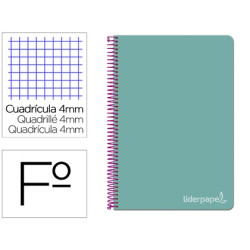 Cuaderno Witty tamaño folio con cuadricula de 4 mm color turquesa
