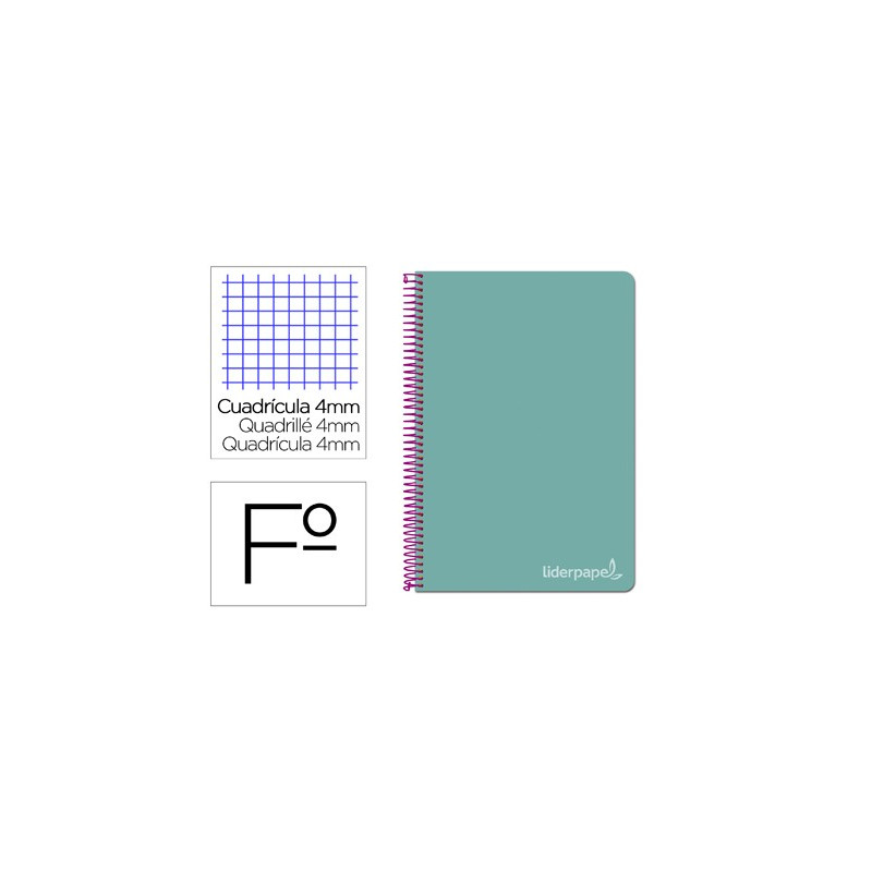 Cuaderno Witty tamaño folio con cuadricula de 4 mm color turquesa