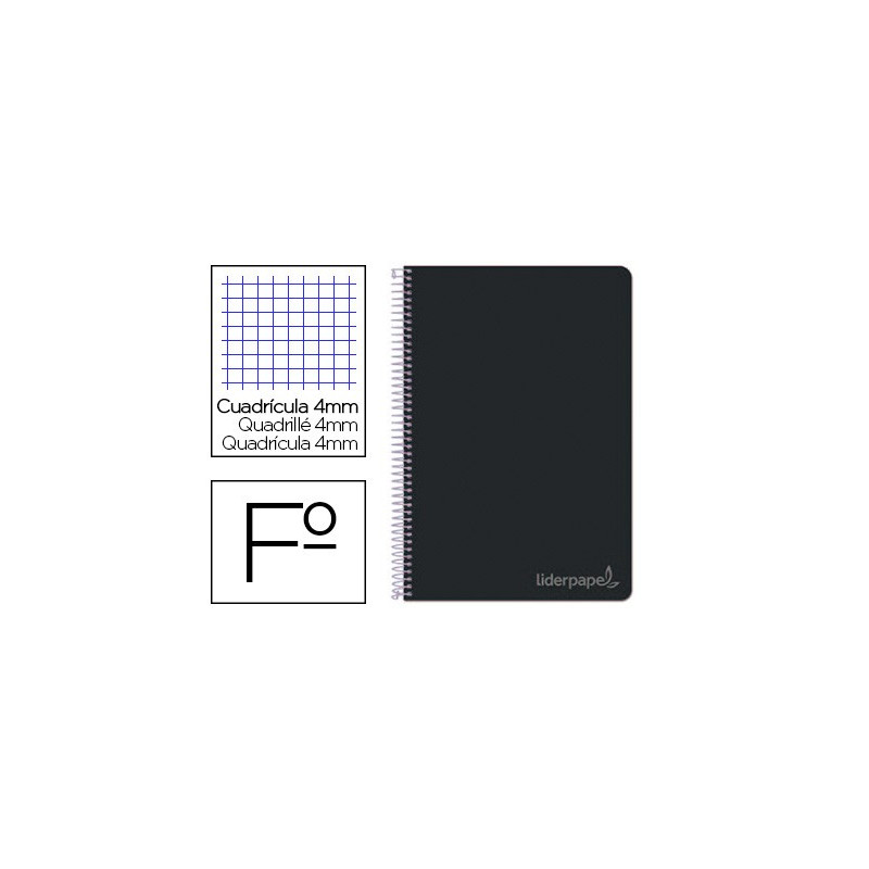 Cuaderno Witty tamaño folio con cuadricula de 4 mm color negro