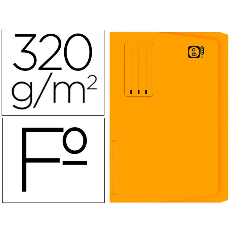  25 subcarpetas GIO con bolsa fuelle y solapa en color naranja