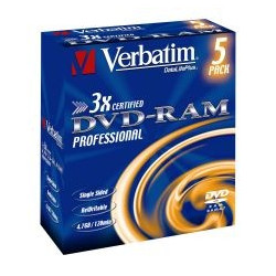 PACK DE 5 DVD -RAM VERBATIM 3X 4.7GB TIPO 2