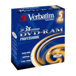 PACK DE 5 DVD -RAM VERBATIM 3X 9.4GB