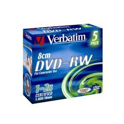 PACK DE 5 DVD -RW VERBATIM 8CM 1.4GB 2X