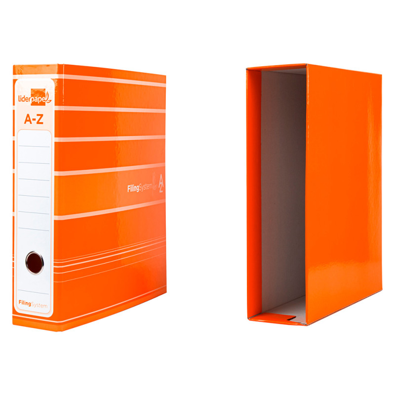 Archivador de palanca AZ con caja A4 en color naranja en Oferta