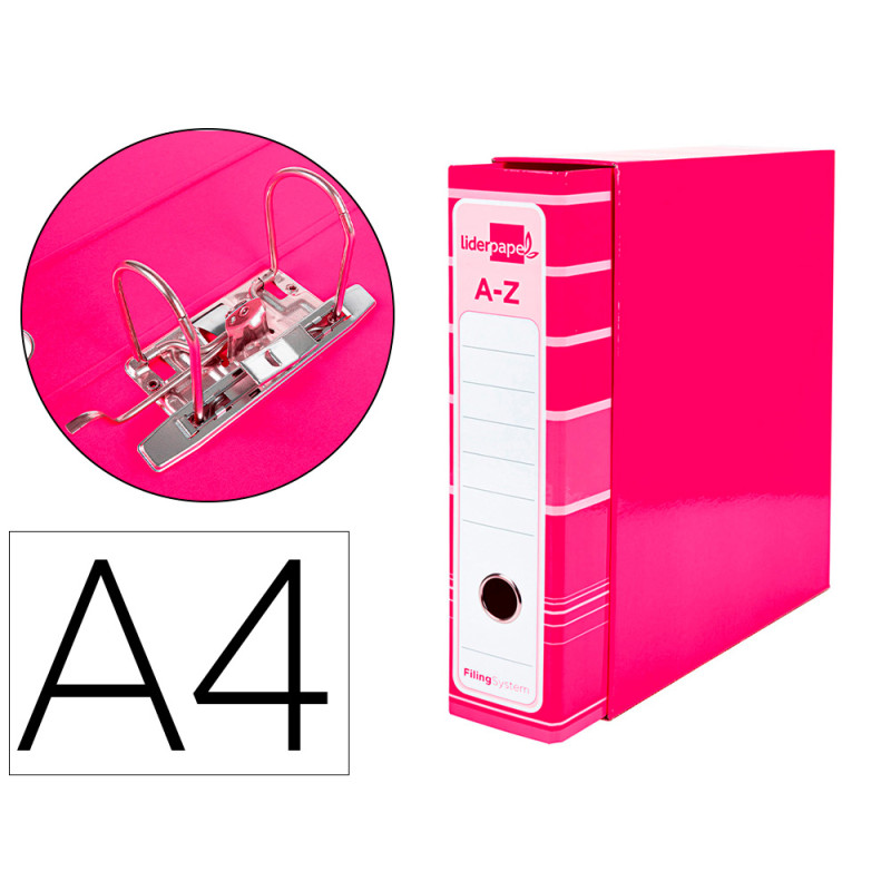 Archivador de palanca AZ con caja A4 en color rosa