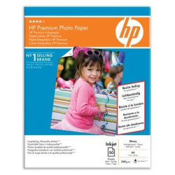 Papel foto satinado HP Premium, 240 g/m² - A4/50 hojas (C7040A)