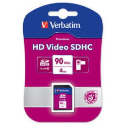 Tarjeta de Memoria Verbatim SD HD Video Card Clase 6 90 min 4GB
