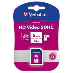Tarjeta de Memoria Verbatim SD HD Video Card Clase 6 240 min 16G