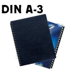 Paquete de 100 portadas DIN A-3 DE 250 micras Cuero Negro