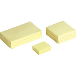 Taco de notas adhesivas de quita y pón de 38 x 51 mm. amarillas