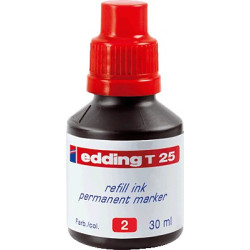 Tinta roja para rellenar marcadores Edding de 30 ml.
